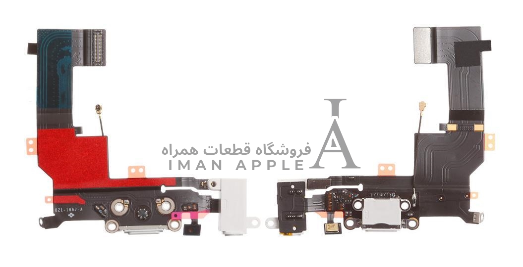 فلت شارژ سری‌های اپل آیفون 5s از فروشگاه قطعات همراه ایمان اپل، مناسب برای تعمیر و تعویض قطعات آسیب‌دیده.