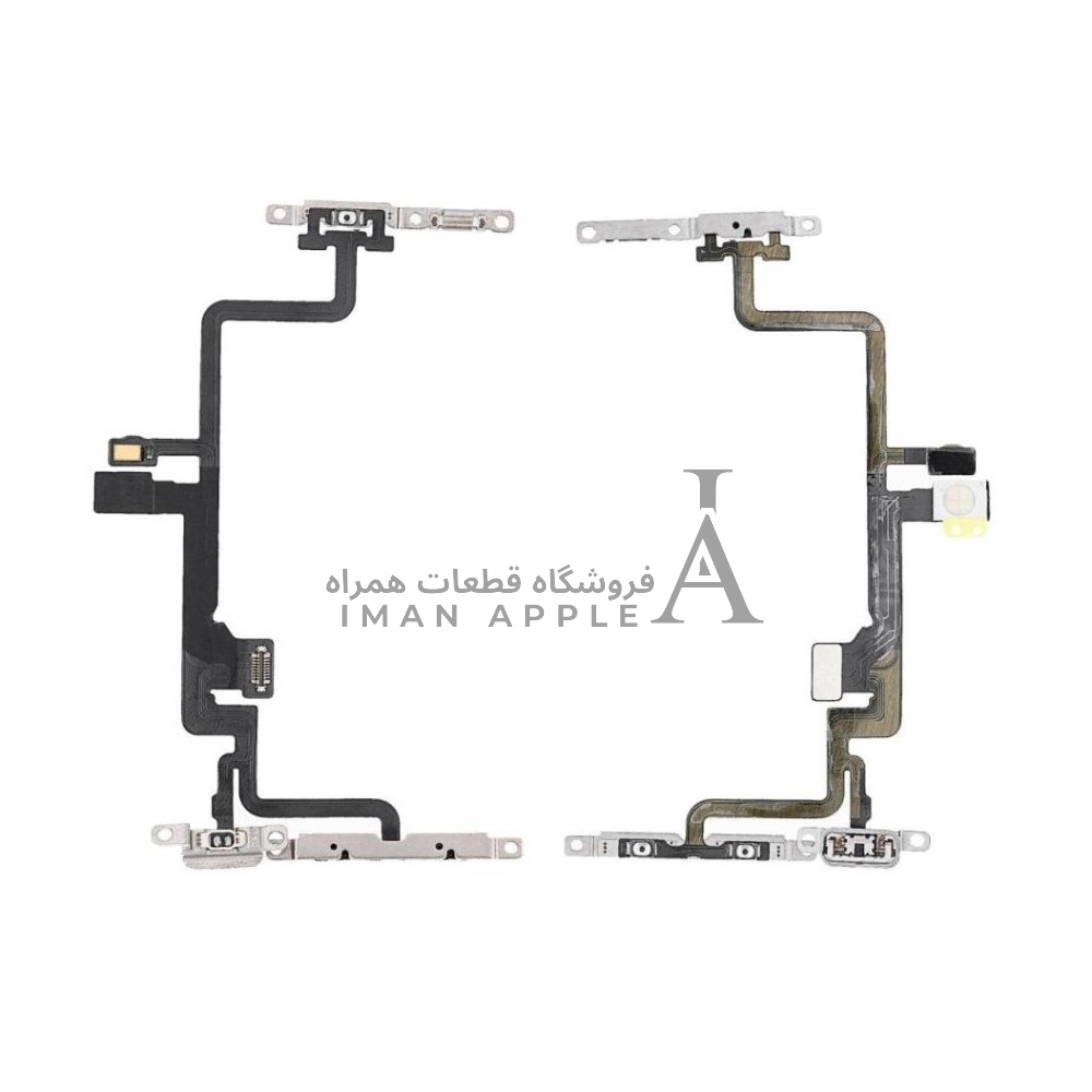 فلت پاور سری‌های اپل آیفون از فروشگاه قطعات همراه ایمان اپل، مناسب برای تعمیر و تعویض کلید پاور دستگاه.