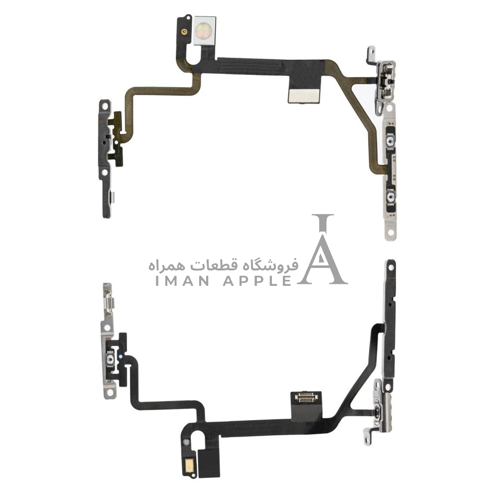 فلت پاور سری‌های اپل آیفون از فروشگاه قطعات همراه ایمان اپل، مناسب برای تعمیر و تعویض کلید پاور دستگاه.